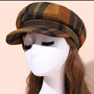 British Orange Plaid Beret Preppy Vintage Y2K Streetwear Academic Hat